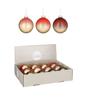 Bauble glass 3 assorted display - 3.25"