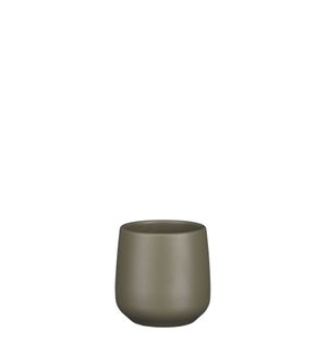Amber pot round green matt - 3.25x2.75"