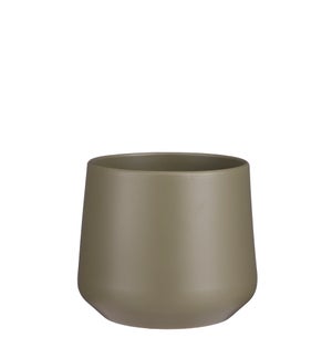 Amber pot round green matt - 8.25x7"
