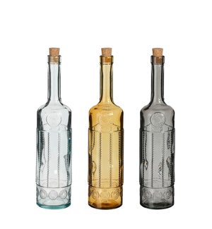 Bottle recycled glass yellow anthracite 3 assorted - 3.25x13.5"