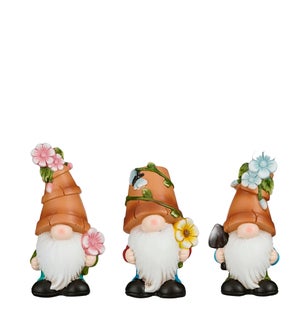 Gnome blue pink yellow 3 assorted - 4.25x3.25x8.75"
