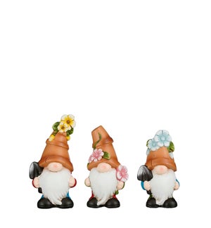 Gnome blue pink yellow 3 assorted - 3.5x2.5x6.75"