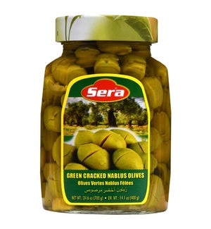 Sera Cracked Green Olives 12/720 ml