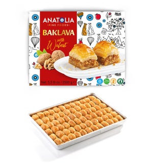 Anatolia Premium Walnut Baklava 5.5lb (Half Size Tray x 2)