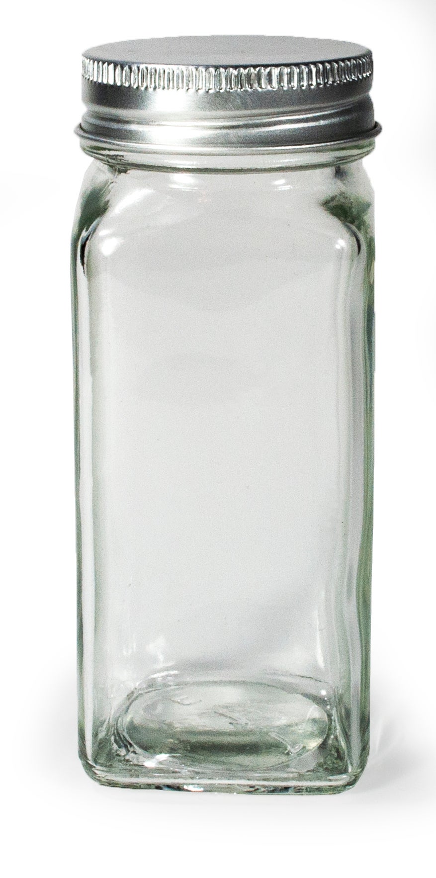 Square glass spice jars with metal on sale lids