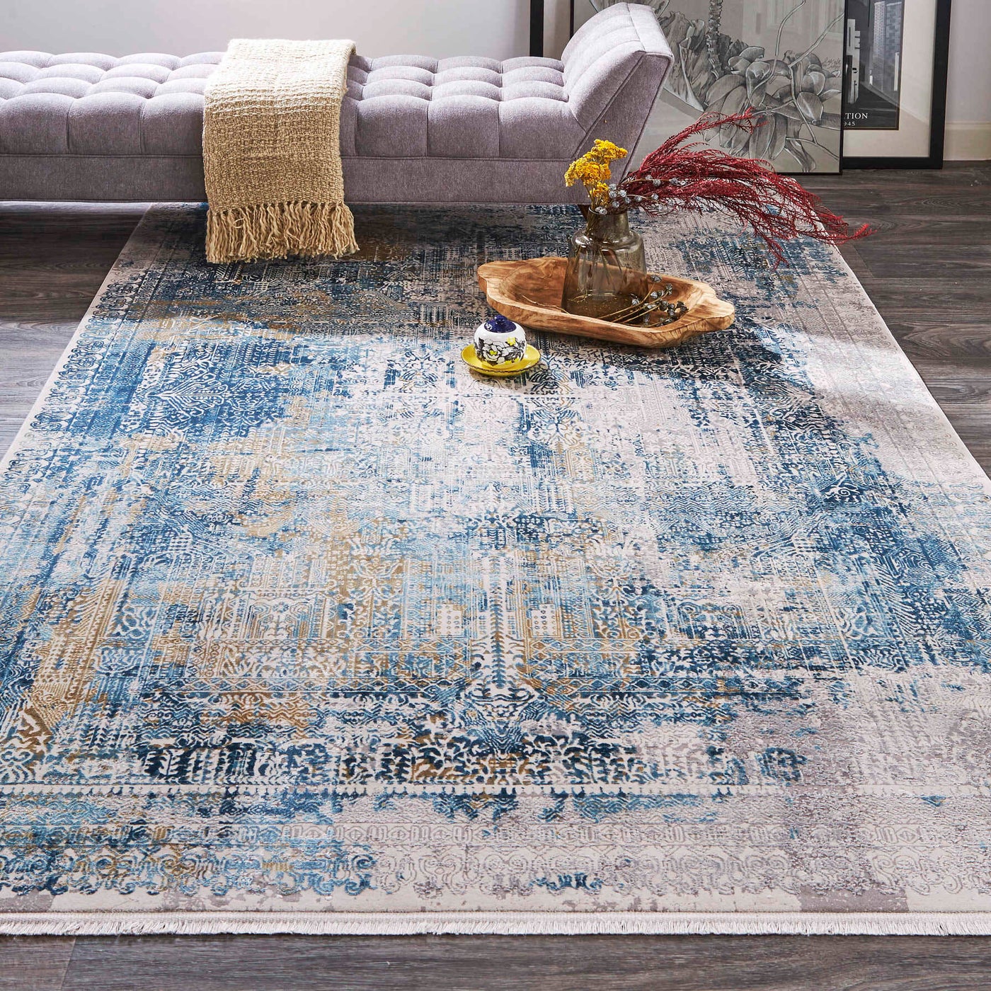 Feizy Gaspar 39KTF Gray/Blue Area Rug 10 ft. 4 in. x 13 ft. 6 in. Rectangle