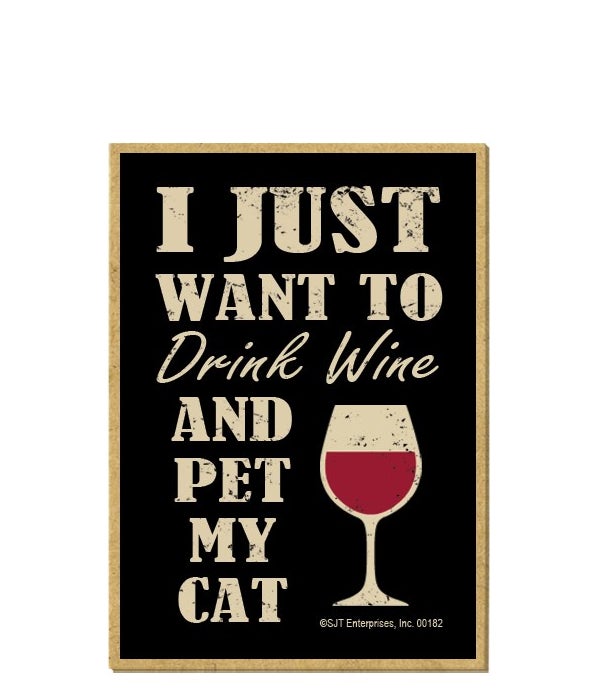 Drink wine, Pet cat Magnet