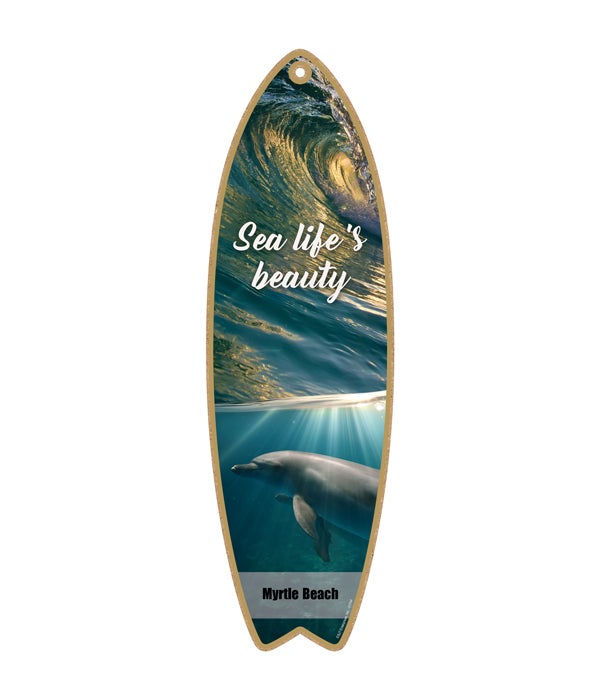 dolphin swimming underwater with wave - "Sea life's beauty" Surfboard