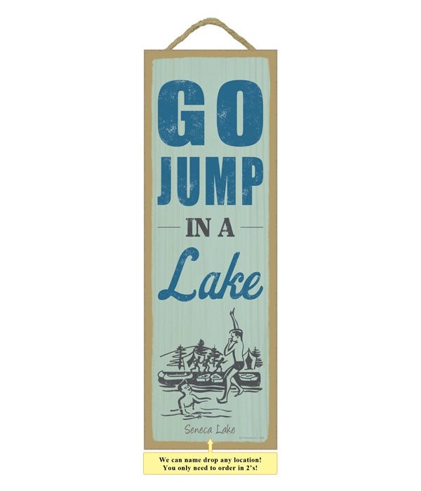 Go jump in a lake (people jumping in lake image)