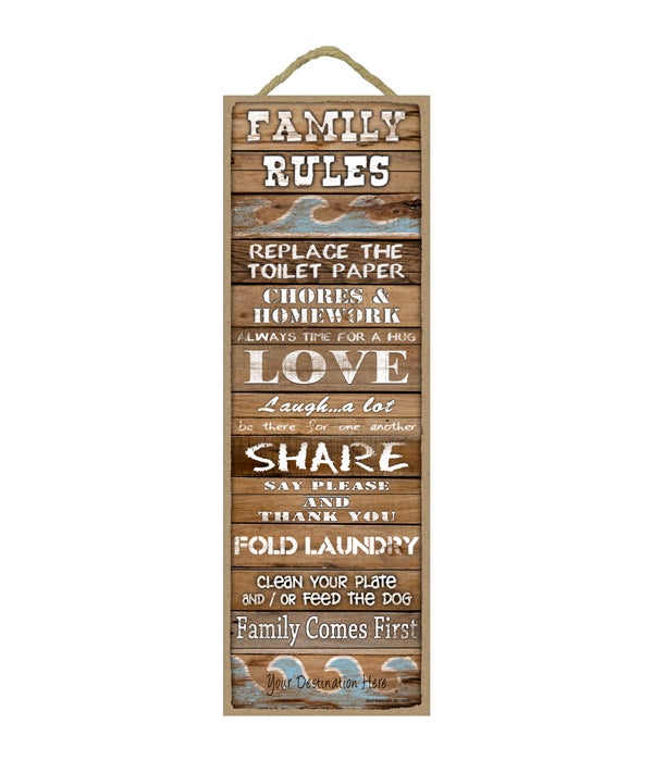 Family Rules: Replace Toilet PaperÃƒÂ¢Ã¢â€šÂ¬Ã‚Â¦/ Family Comes First (wood planks w/waves)