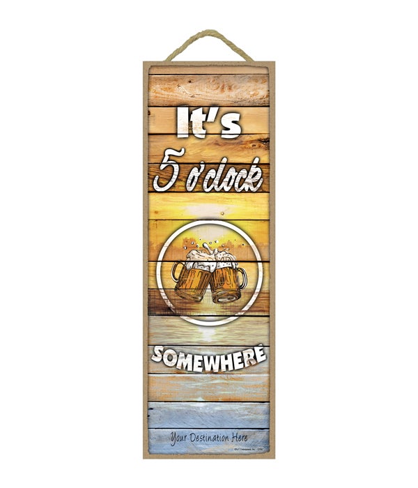 It's 5 o'clock somewhere - Lake sunset w/beer clipart  (wood planks)
