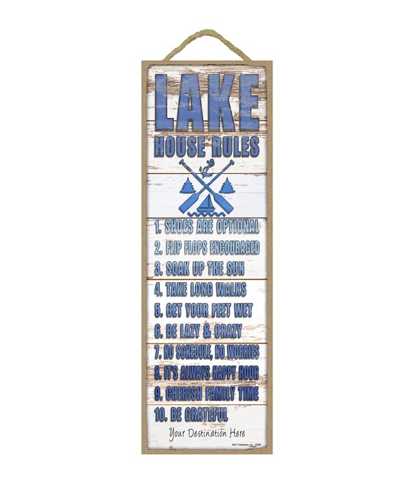 Lake House Rules: 1-10 rules list (rustic wood planks - lake themed)