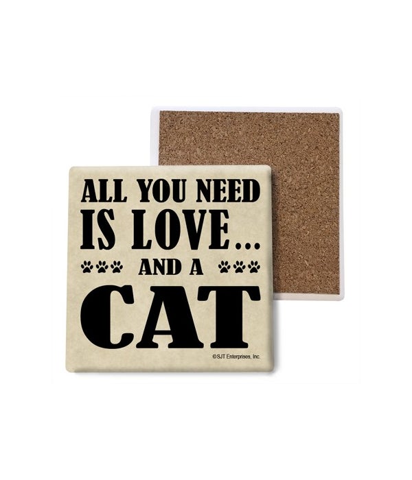 All You Need Is Love And A Cat coaster b