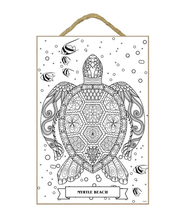 Sea Turtle Coloring Wood Plaque 7x10.5"