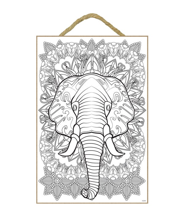 Elephant Hd Coloring Wood Plaque 7x10.5"