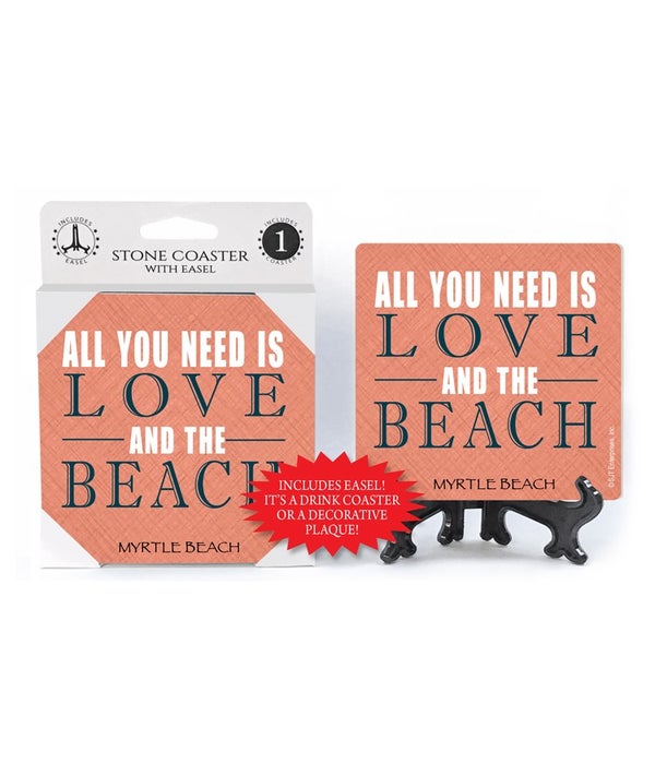 All you need is love and the Beach-1 Pack Stone Coaster