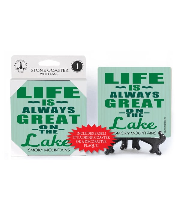 Life is always great on the lake -1 pack stone coaster