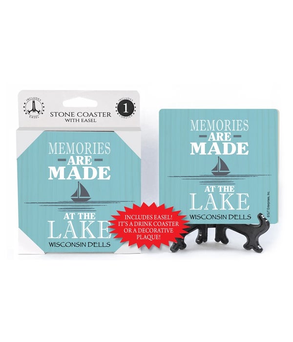 Memories are made at the lake-1 pack stone coaster