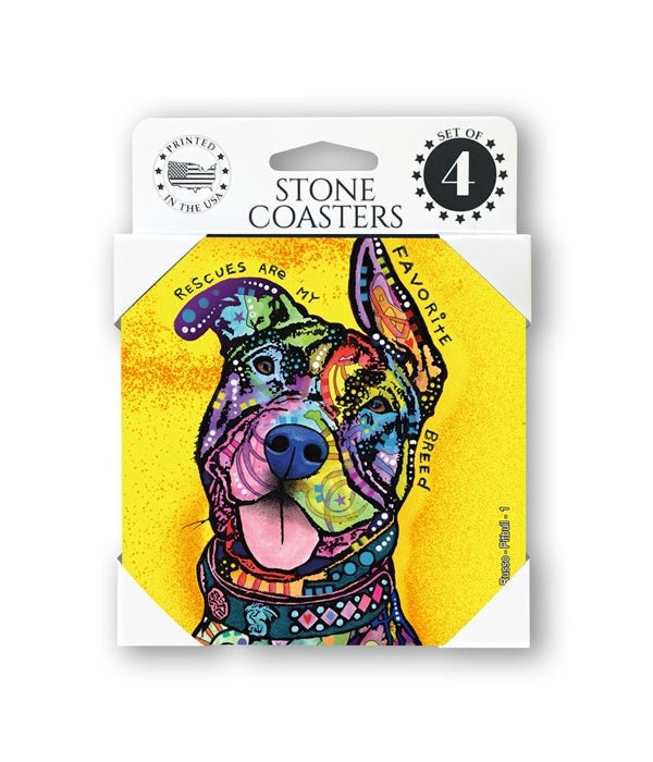 Pitbull-Rescues are my favorite breed-4 pack stone coasters