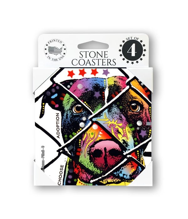 Pitbull-Choose Adoption-4 pack stone coasters
