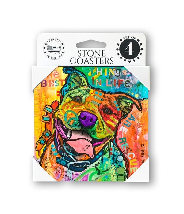 Pitbull-The best things in life are rescued-4 pack stone coasters