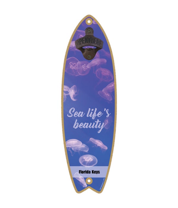jellyfish - "Sea life's beauty" Surfboard Bottle Opener