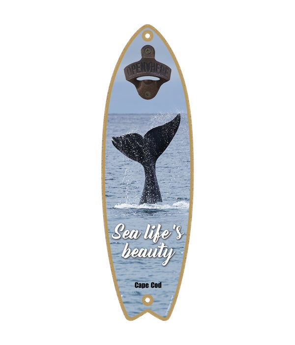 whale tail - "Sea life's beauty" Surfboard Bottle Opener