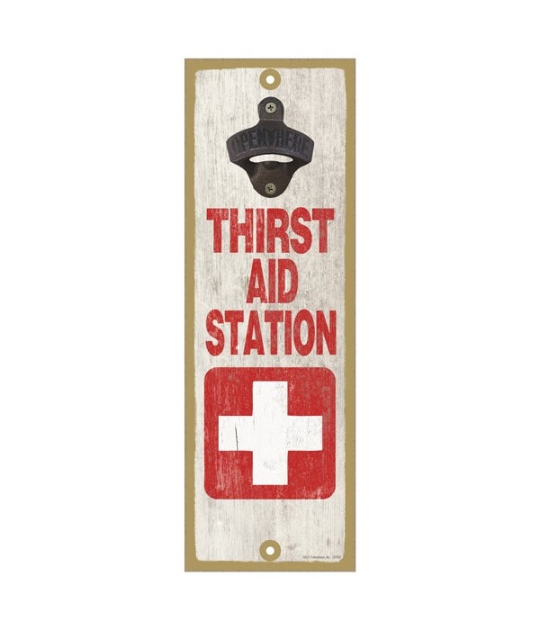 Thirst aid station - White cross with re