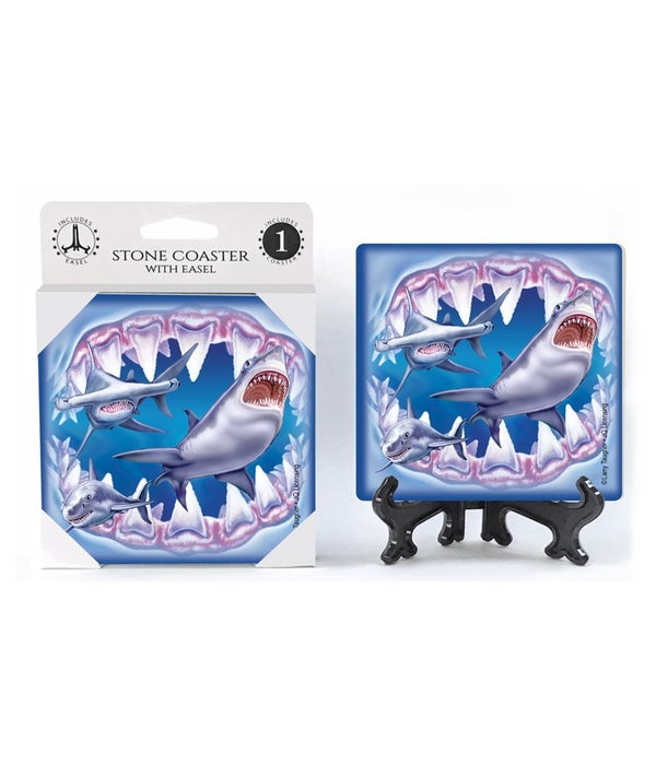 3 sharks -1 pack stone coaster