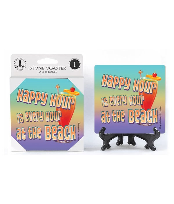 Happy hour is every hour at the beach -1 pack stone coaster
