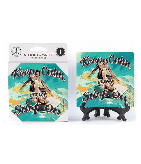 Keep calm and surf on -1 pack stone coaster