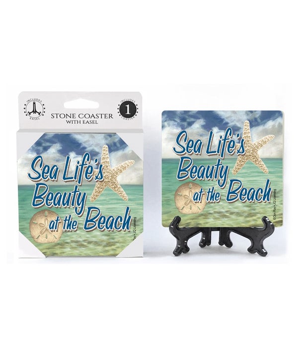 Sea Life's beauty at the beach -1 pack stone coaster