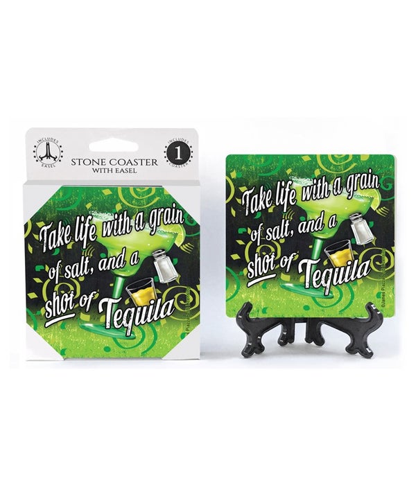 Take life with a grain of salt and a shot of Tequila -1 pack stone coaster
