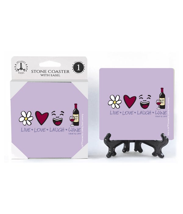Live-Love-Laugh-Wine -1 pack stone coaster