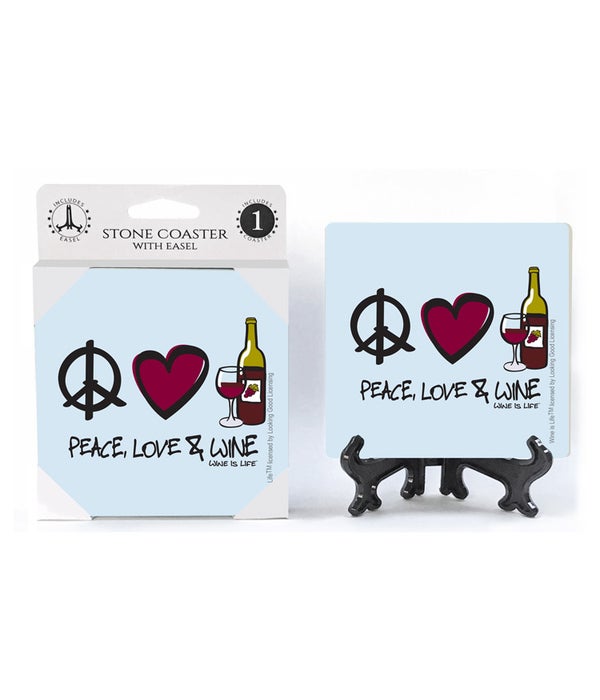 Peace,love,& wine -1 pack stone coaster
