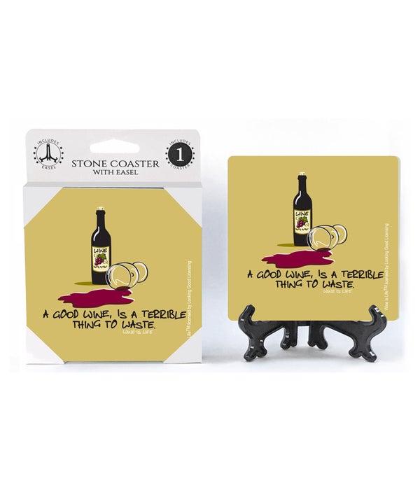 A good wine, is a terrible thing to waste -1 pack stone coaster