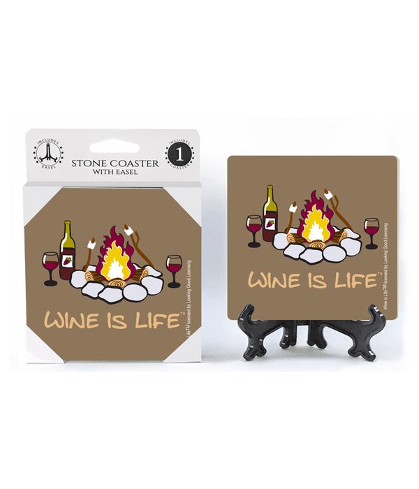 Wine is Life-Campfire -1 pack stone coaster