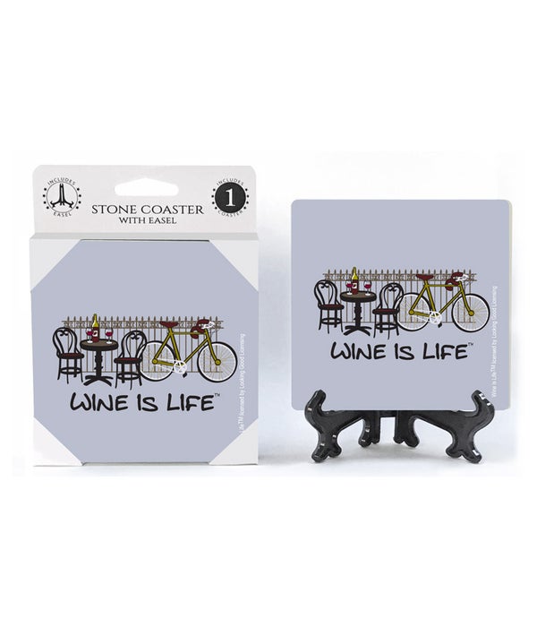 Wine is Life-Cycling -1 pack stone coaster