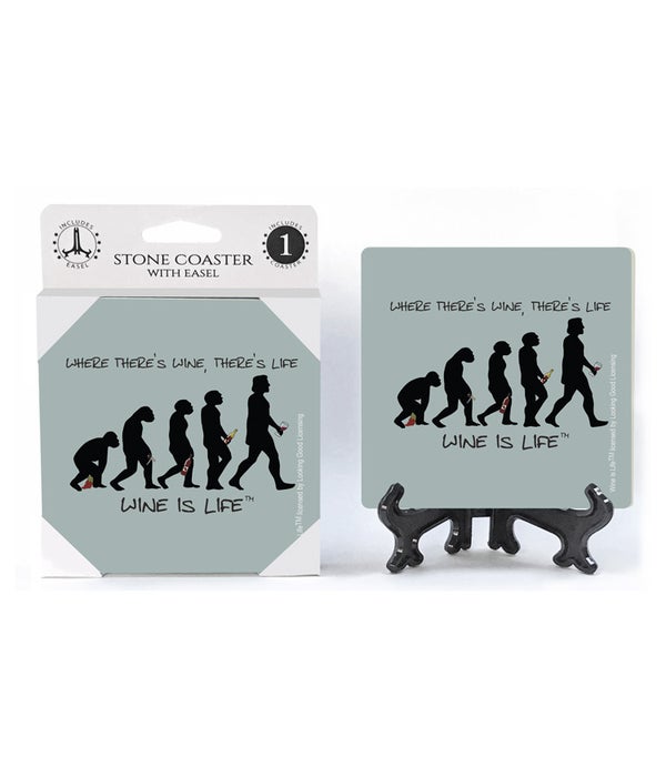 Where there's wine, there's life -1 pack stone coaster