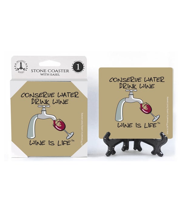 Conserve water, drink wine -1 pack stone coaster