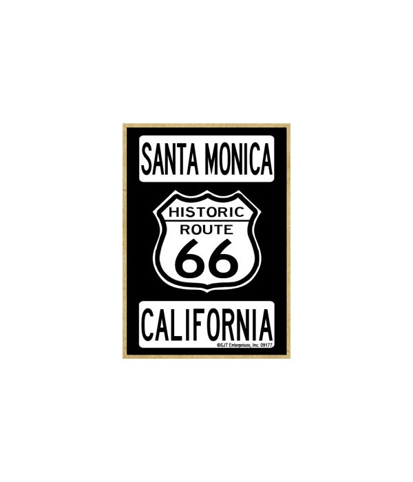 Route 66-Santa Monica, California-Wooden Magnet