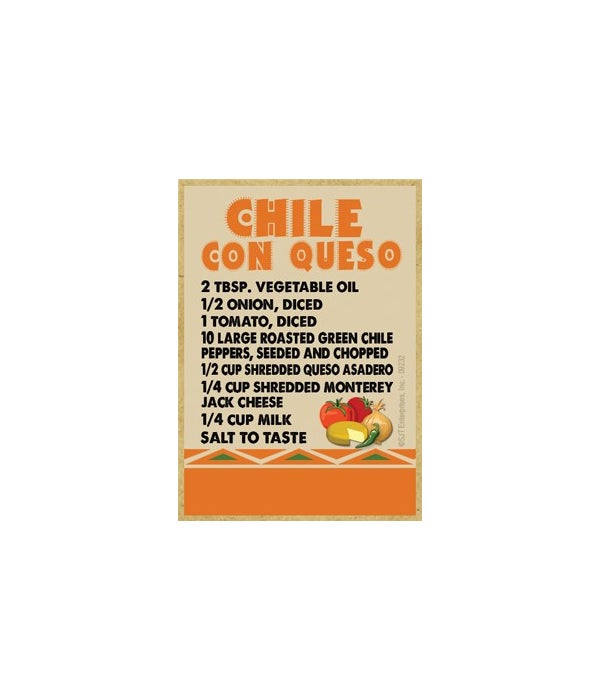 Southwest Recipe-Chile Con Queso-Wooden Magent