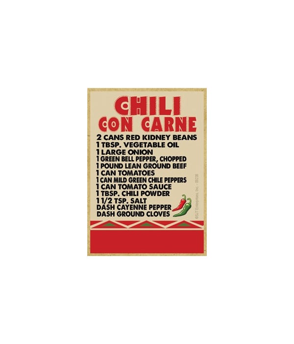 Southwest Recipe-Chili Con Carne-Wooden Magent