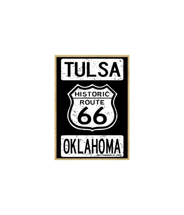Historic Route 66-Tulsa, Oklahoma-Wooden Magnet