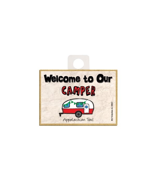 Welcome to our Camper - red and white 2