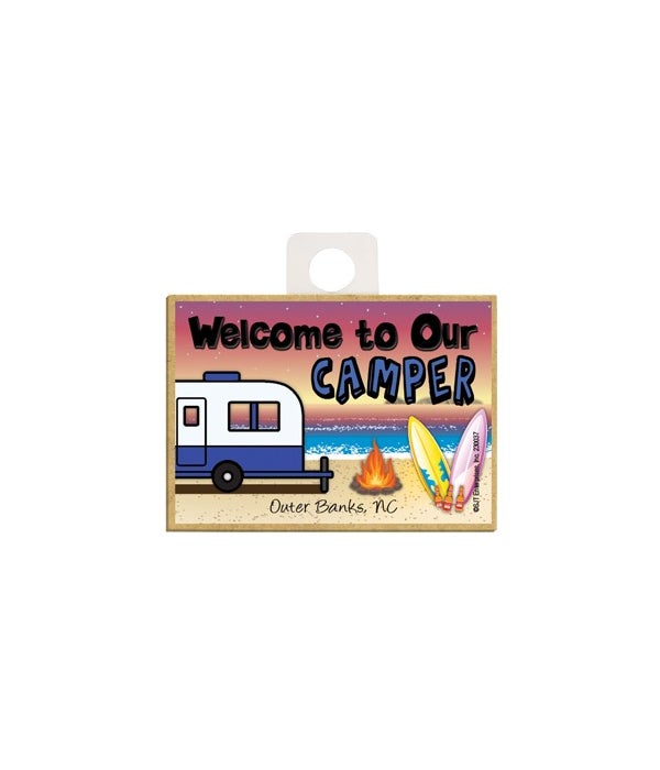 Welcome to our Camper - Blue and white 2