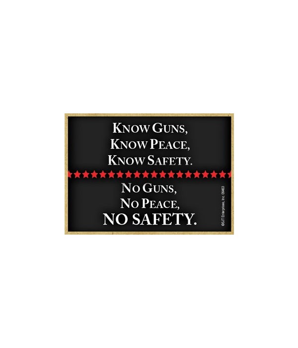 Know Guns,Peace,Safety-No Guns-Wood Magnet