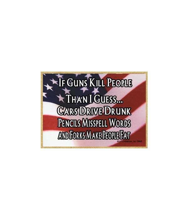 American Flag Made of Guns-Wood Magnet