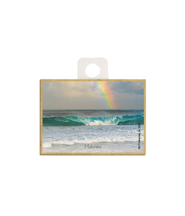 rainbow and beach  2.5 x 3.5 wooden magnet