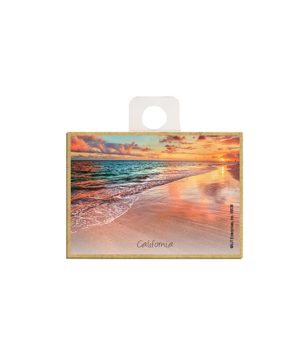sunset over ocean (multi-colored)  2.5 x 3.5 wooden magnet